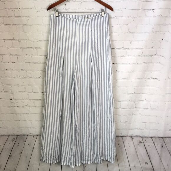 Umgee Striped blue and white stripped flare pants size L - Picture 1 of 8